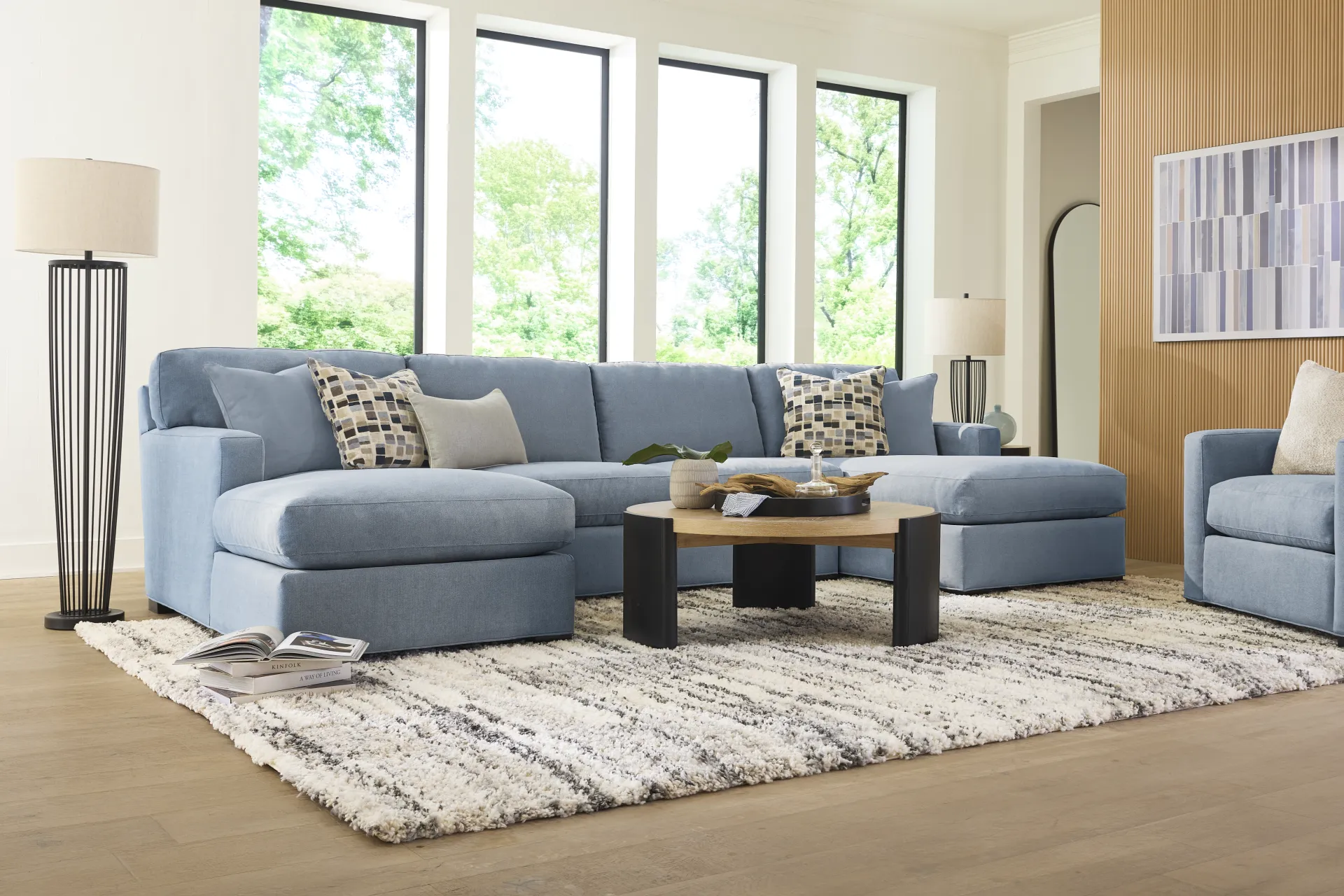Harmonie Blue 3 Pc Sleeper Sectional - Image 1