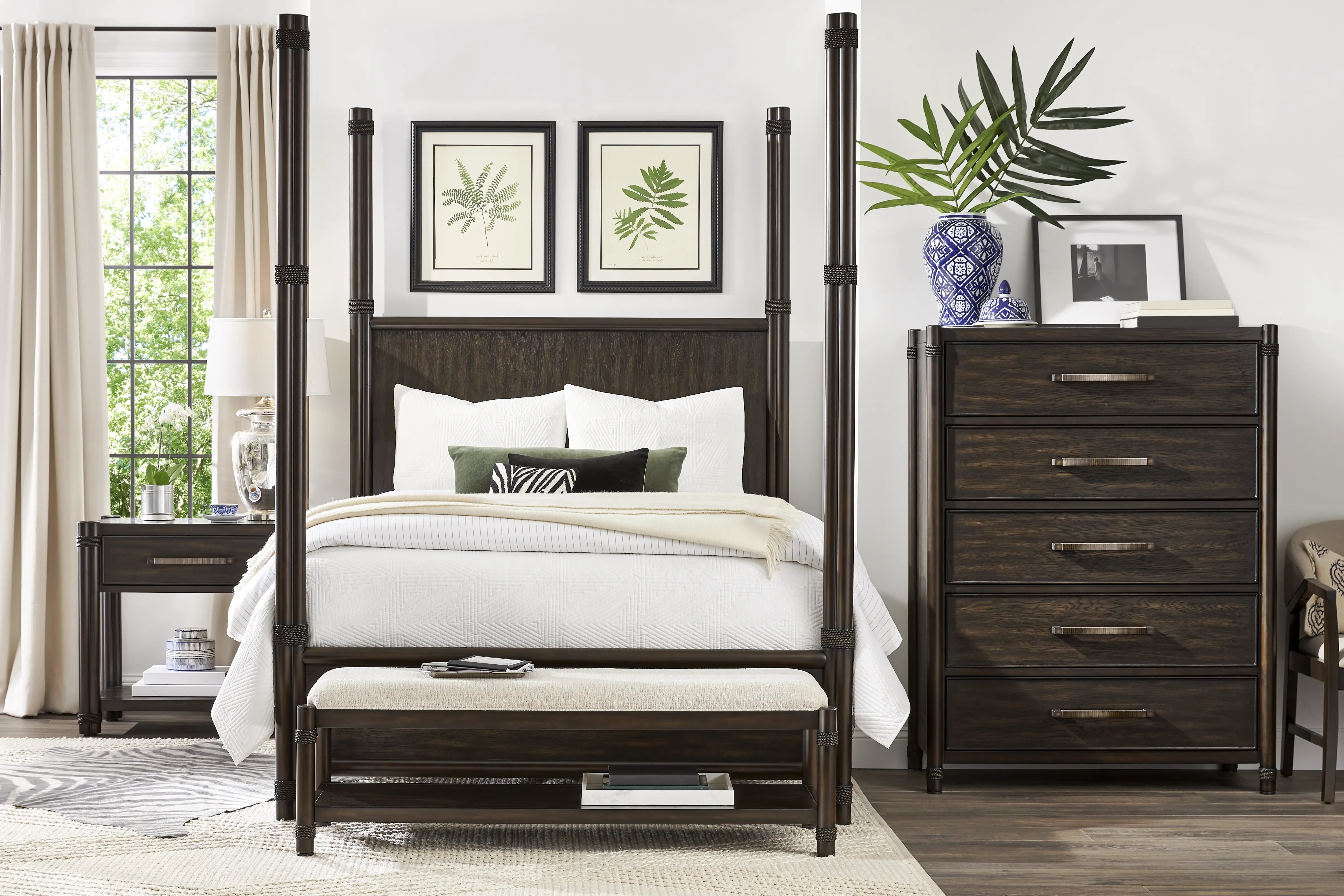 Vineyard Estates Brown 3 Pc Queen Poster Bed - Thumbnail - Image 2