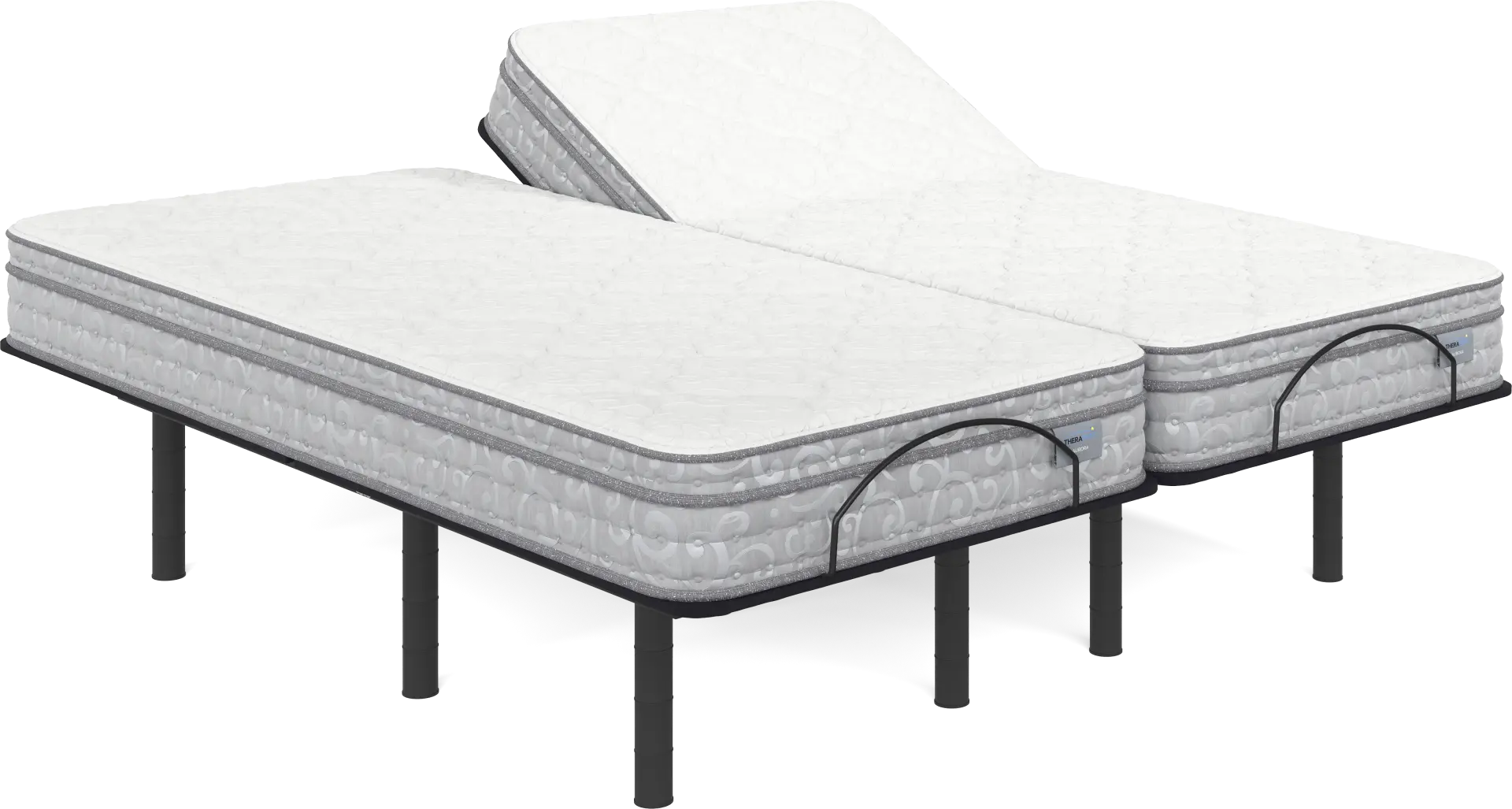 Therapedic Aurora Split King Mattress with Head Up Only Base