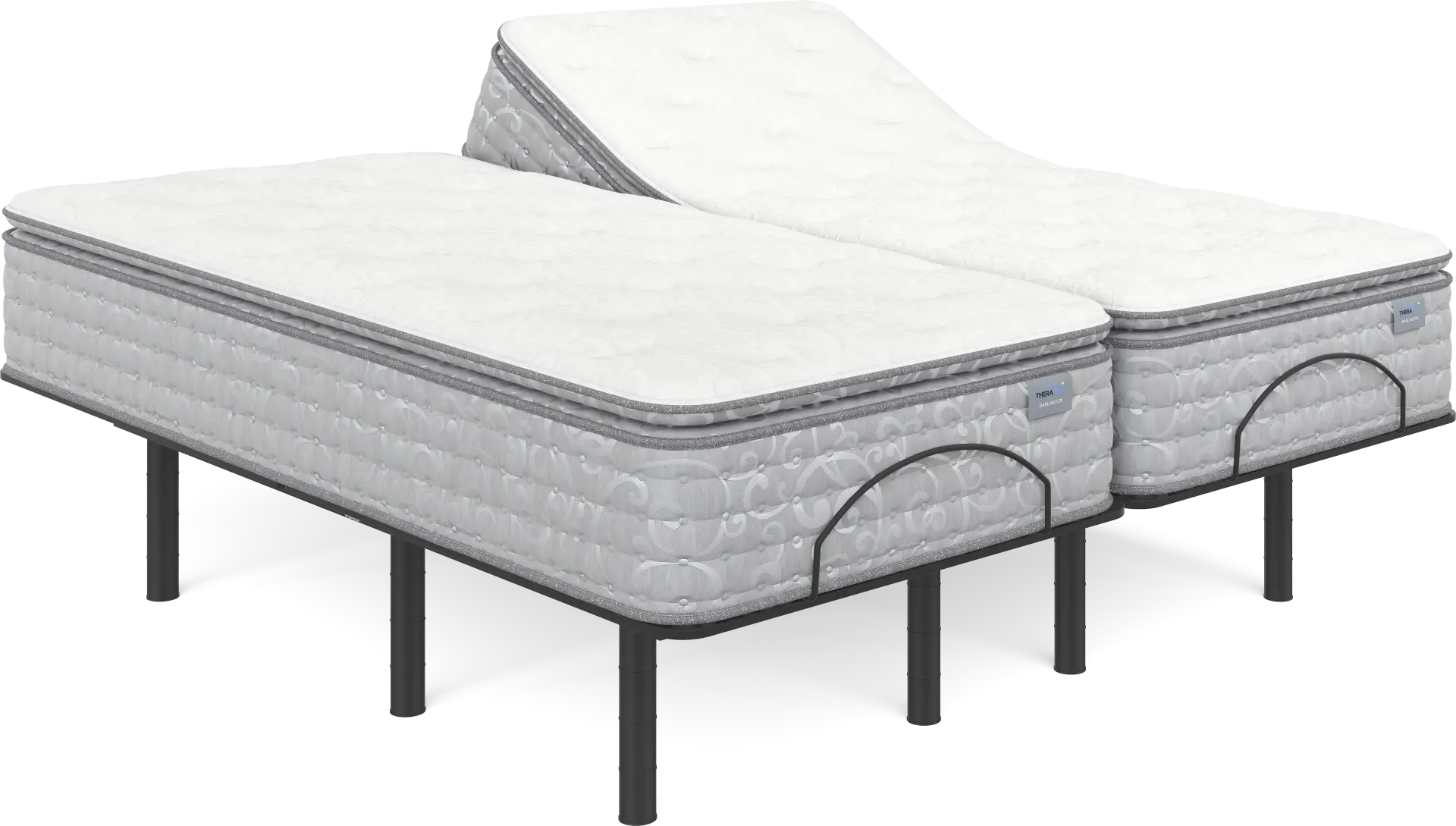 Therapedic Darlington Split King Mattress with Head Up Only Base