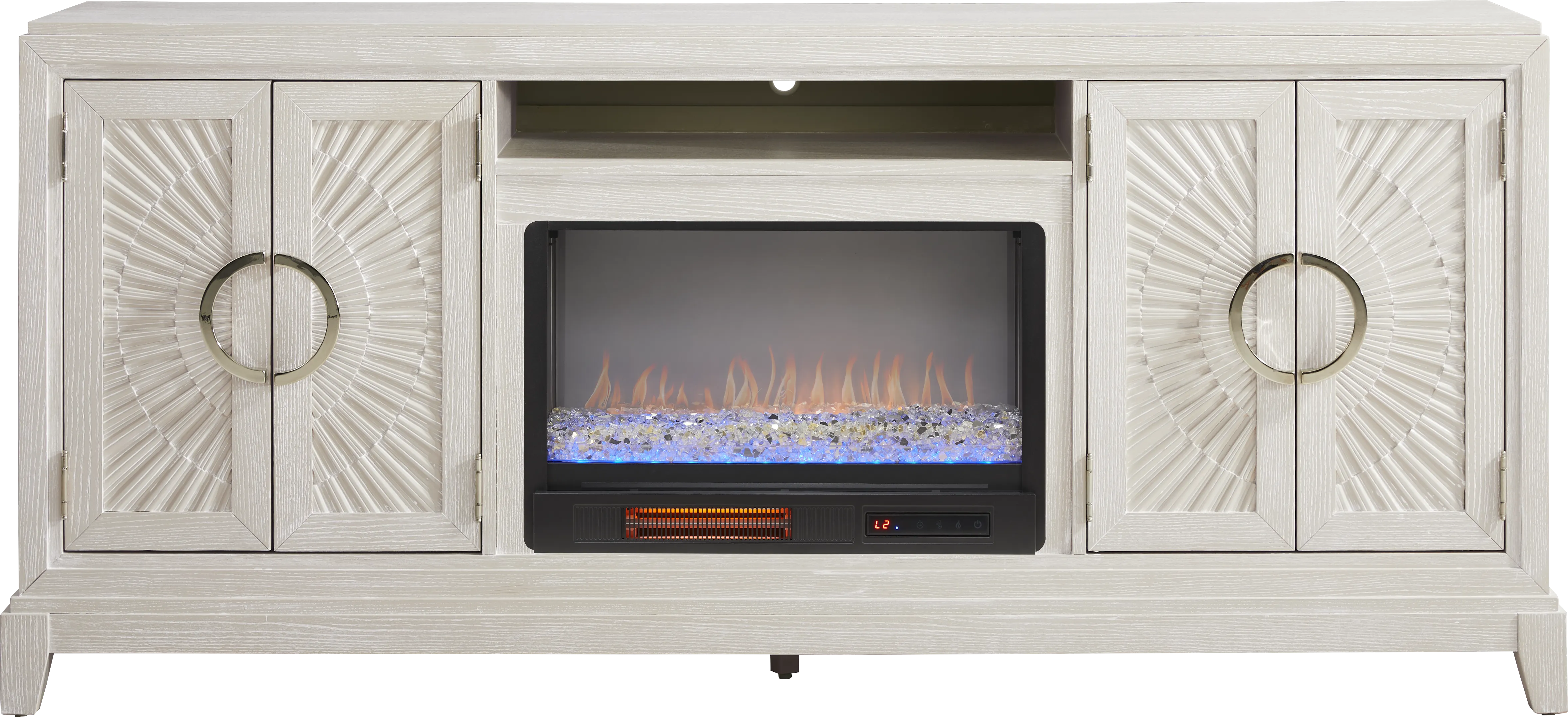 Sunside Way Sand 82 in. Console with Electric Fireplace - Thumbnail - Image 1