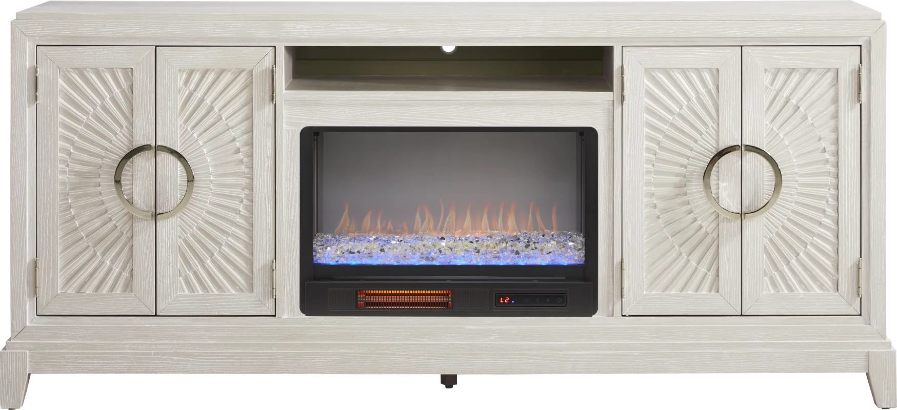 Sunside Way Sand 82 in. Console with Electric Fireplace