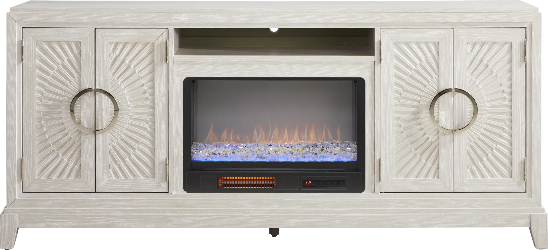 Sunside Way Sand 82 in. Console with Electric Fireplace