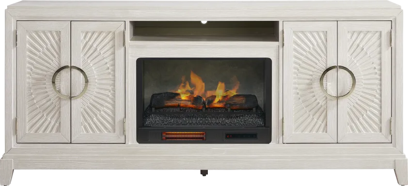 Sunside Way Sand 82 in. Console with Electric Log Fireplace