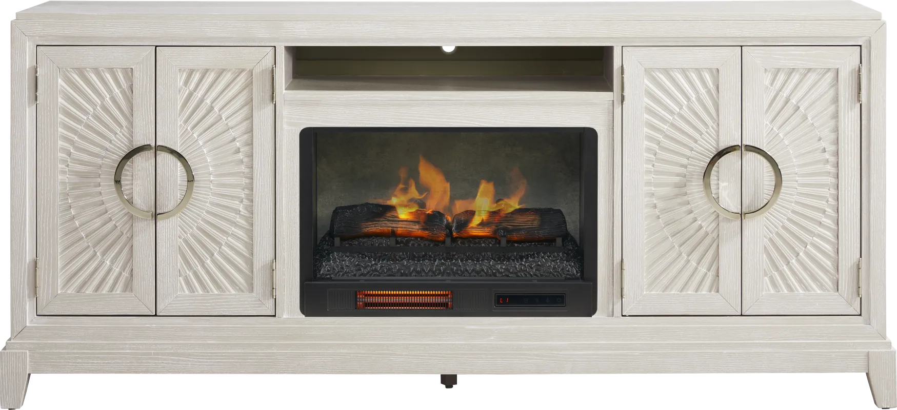 Sunside Way Sand 82 in. Console with Electric Log Fireplace