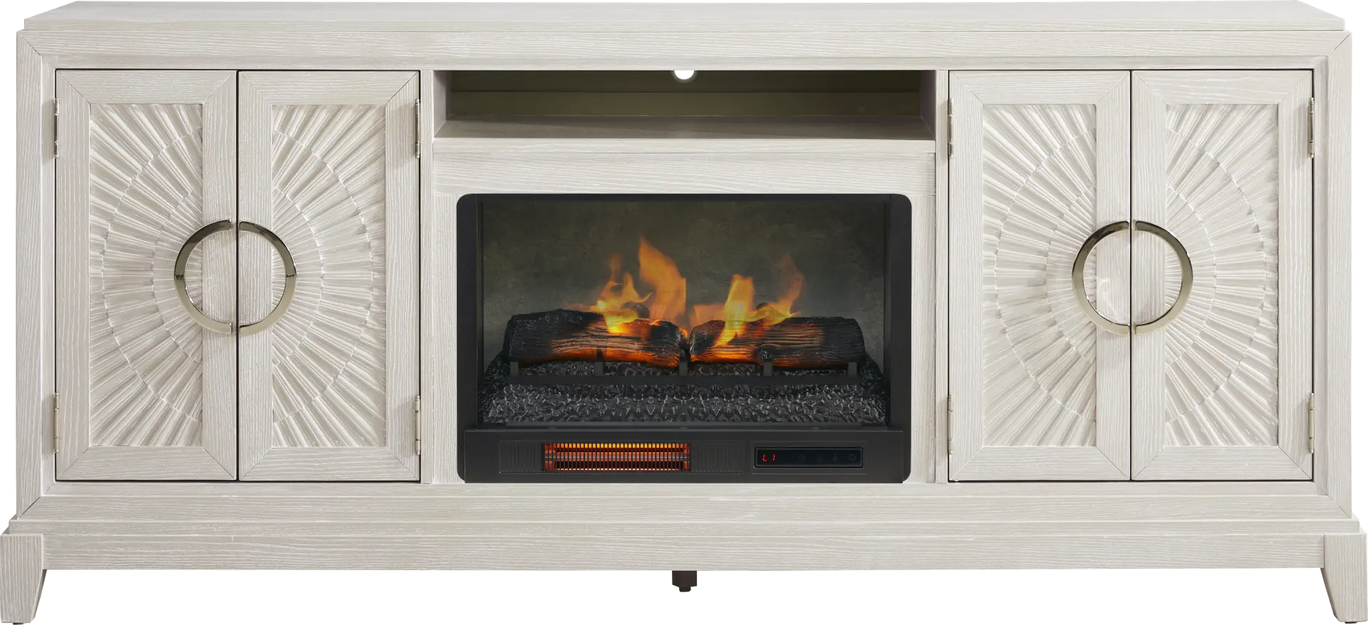 Sunside Way Sand 82 in. Console with Electric Log Fireplace