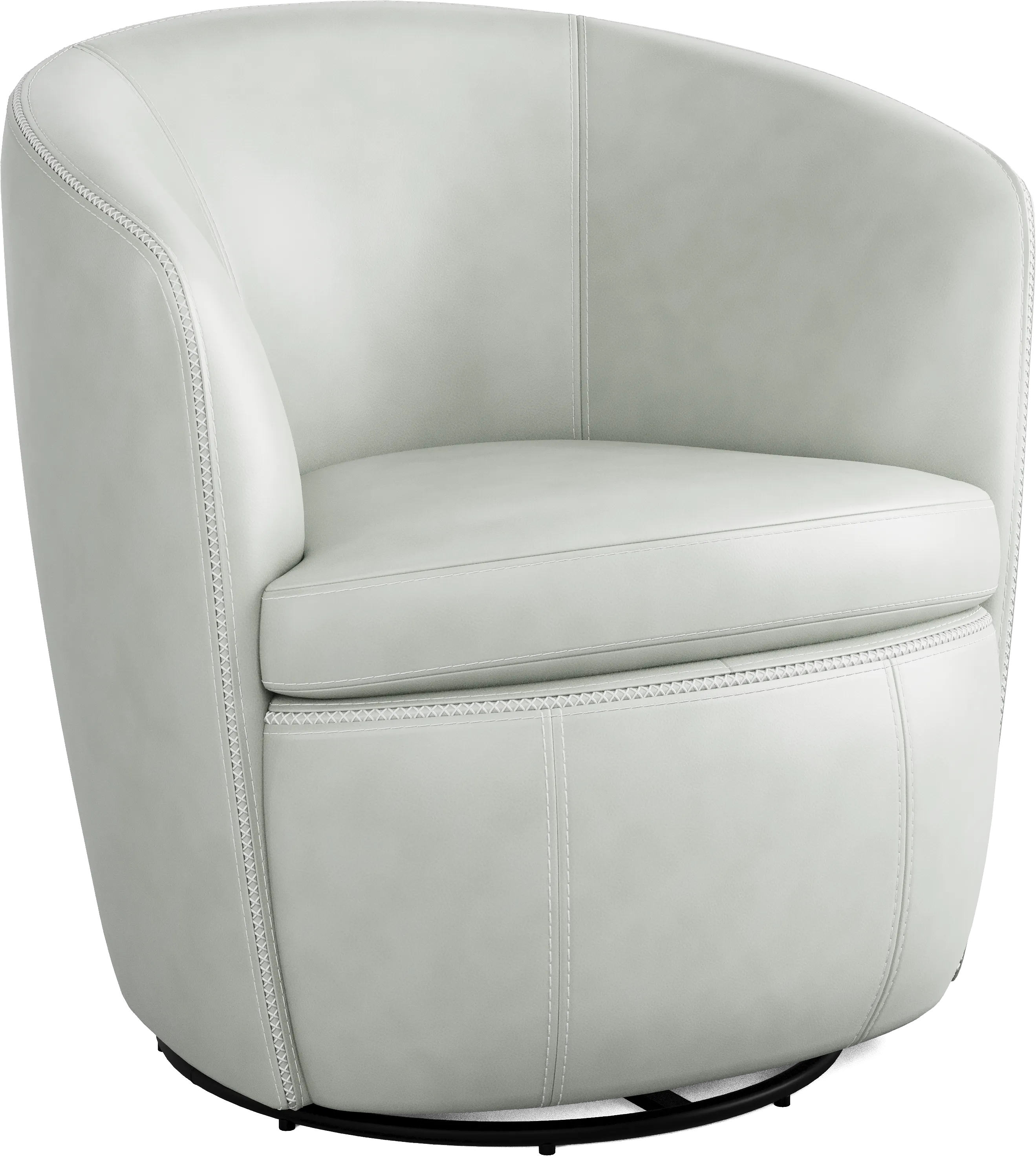 Damascus Aqua Leather Swivel Chair - Thumbnail - Image 1