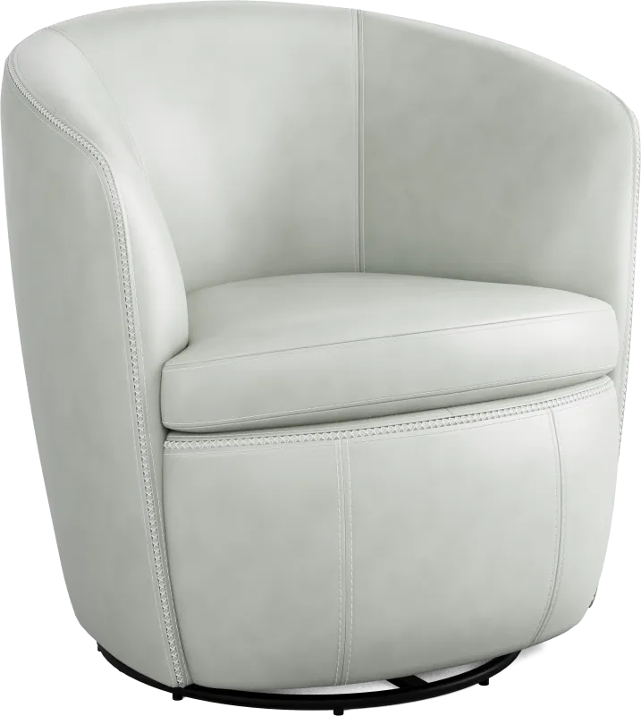 Damascus Aqua Leather Swivel Chair