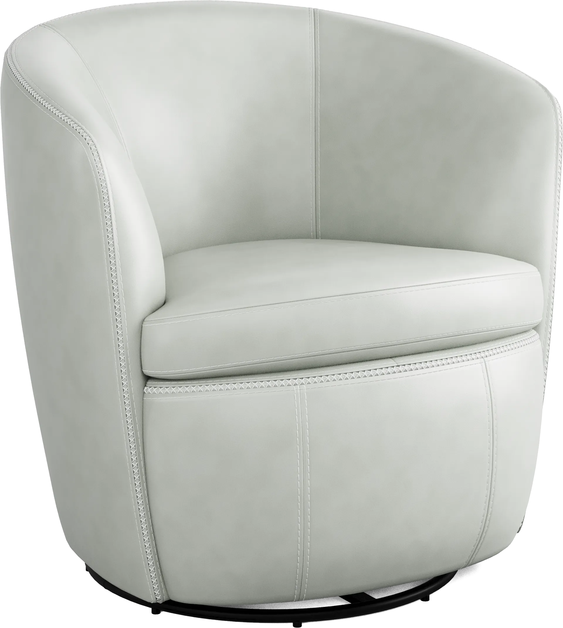 Damascus Aqua Leather Swivel Chair - Image 1