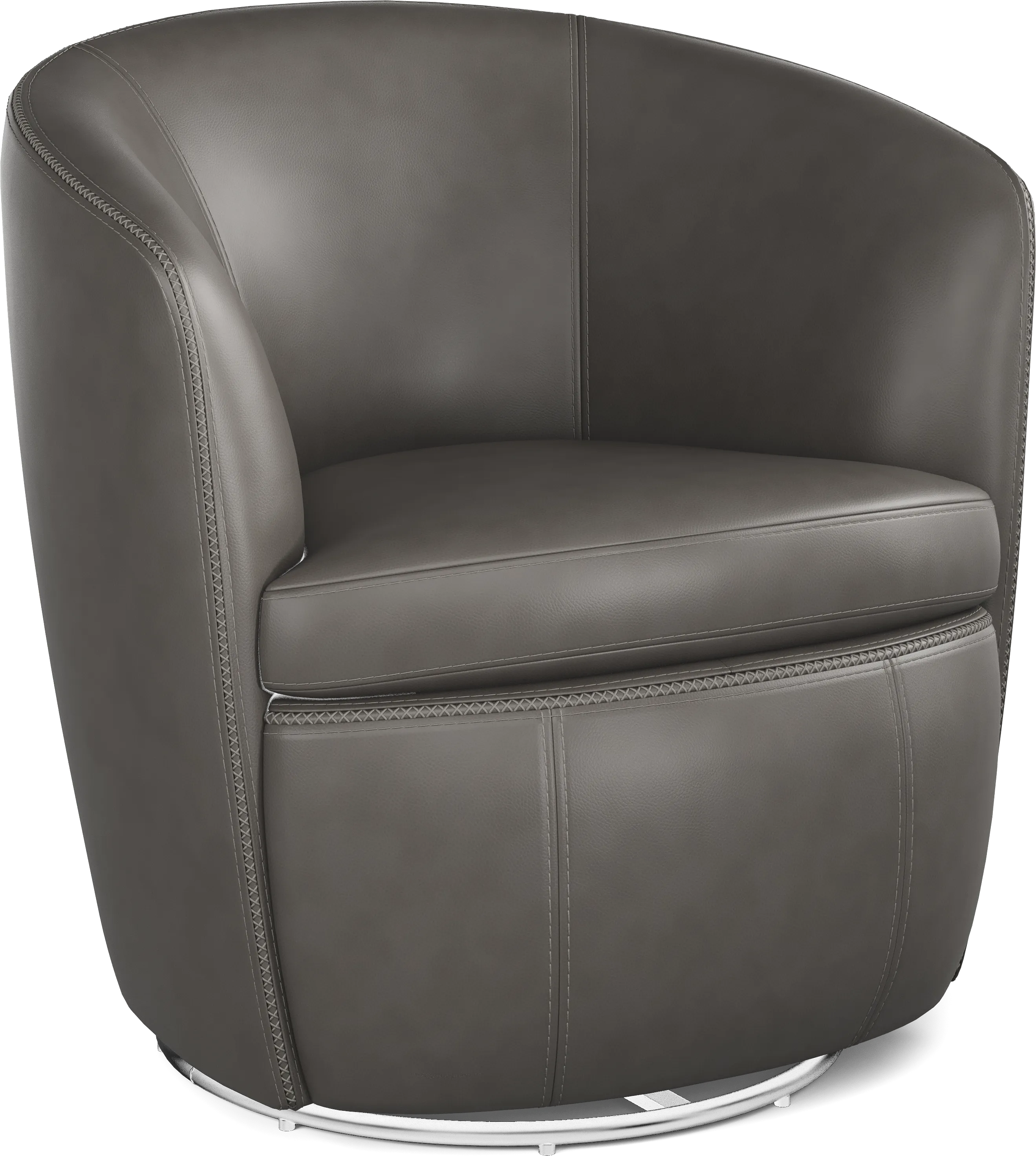Damascus Gray Leather Swivel Chair - Thumbnail - Image 1