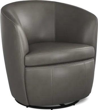 Damascus Gray Leather Swivel Chair