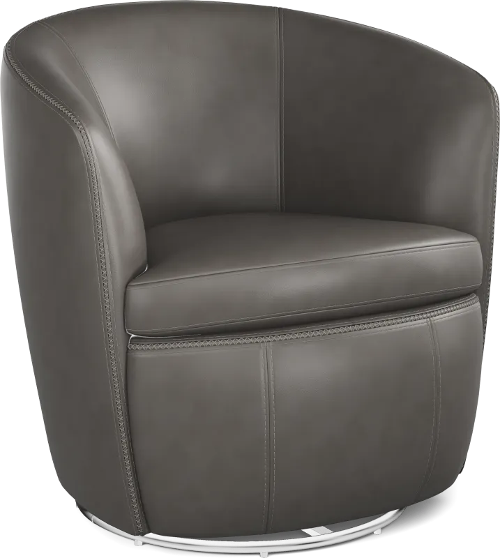 Damascus Gray Leather Swivel Chair