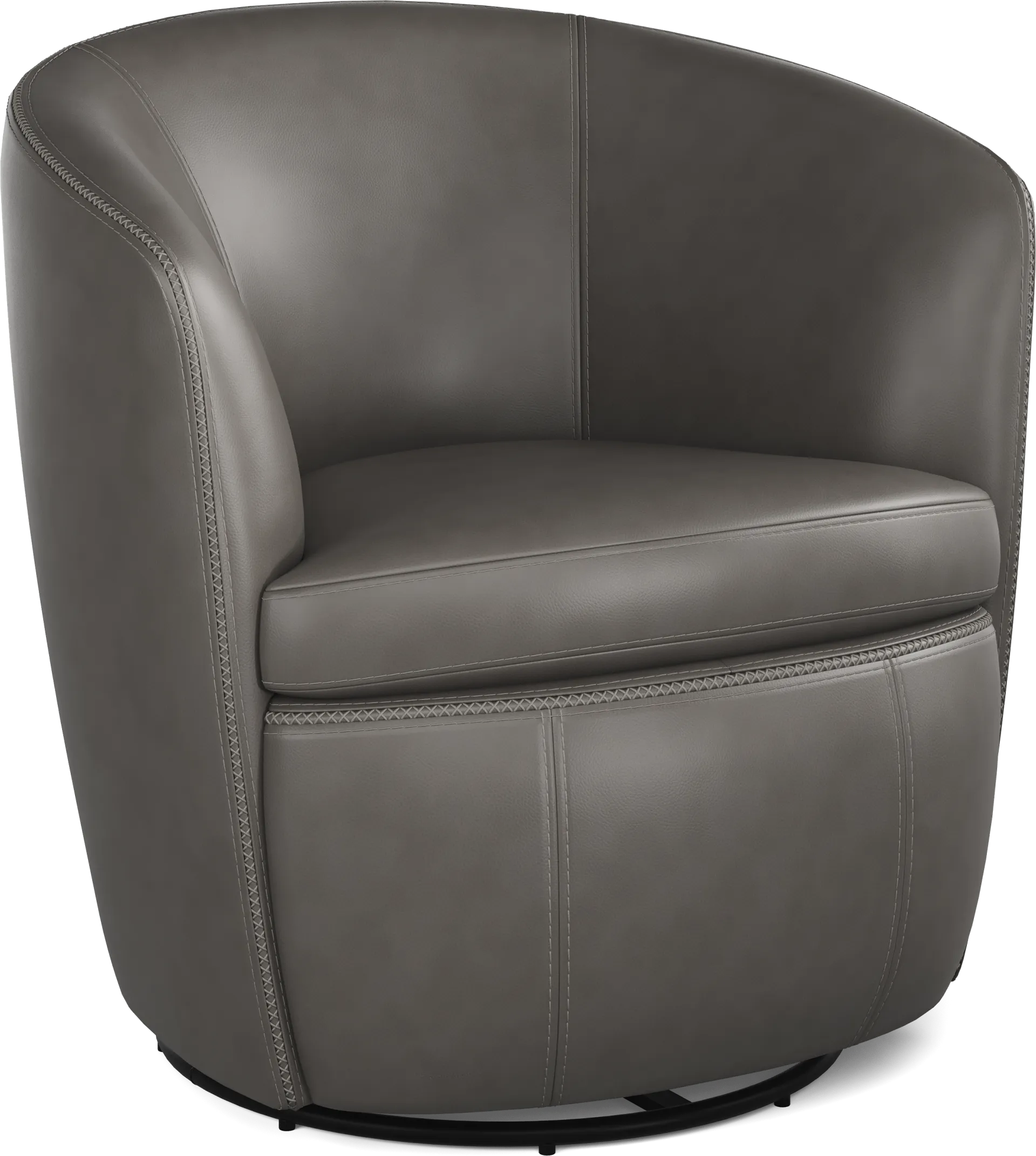 Damascus Gray Leather Swivel Chair - Image 1