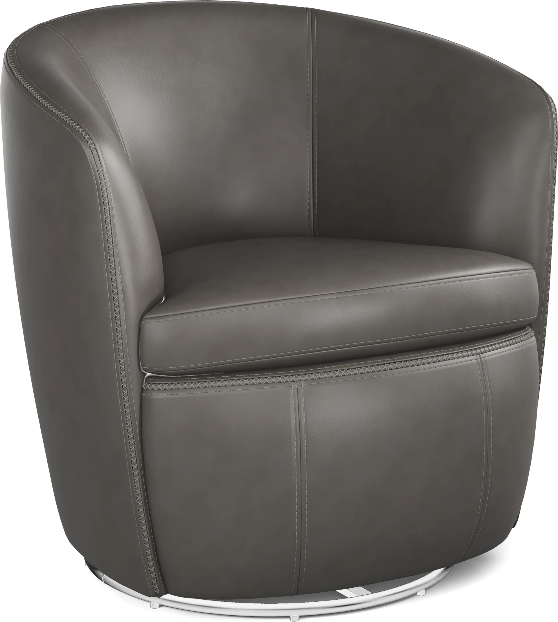 Damascus Gray Leather Swivel Chair - Image 1