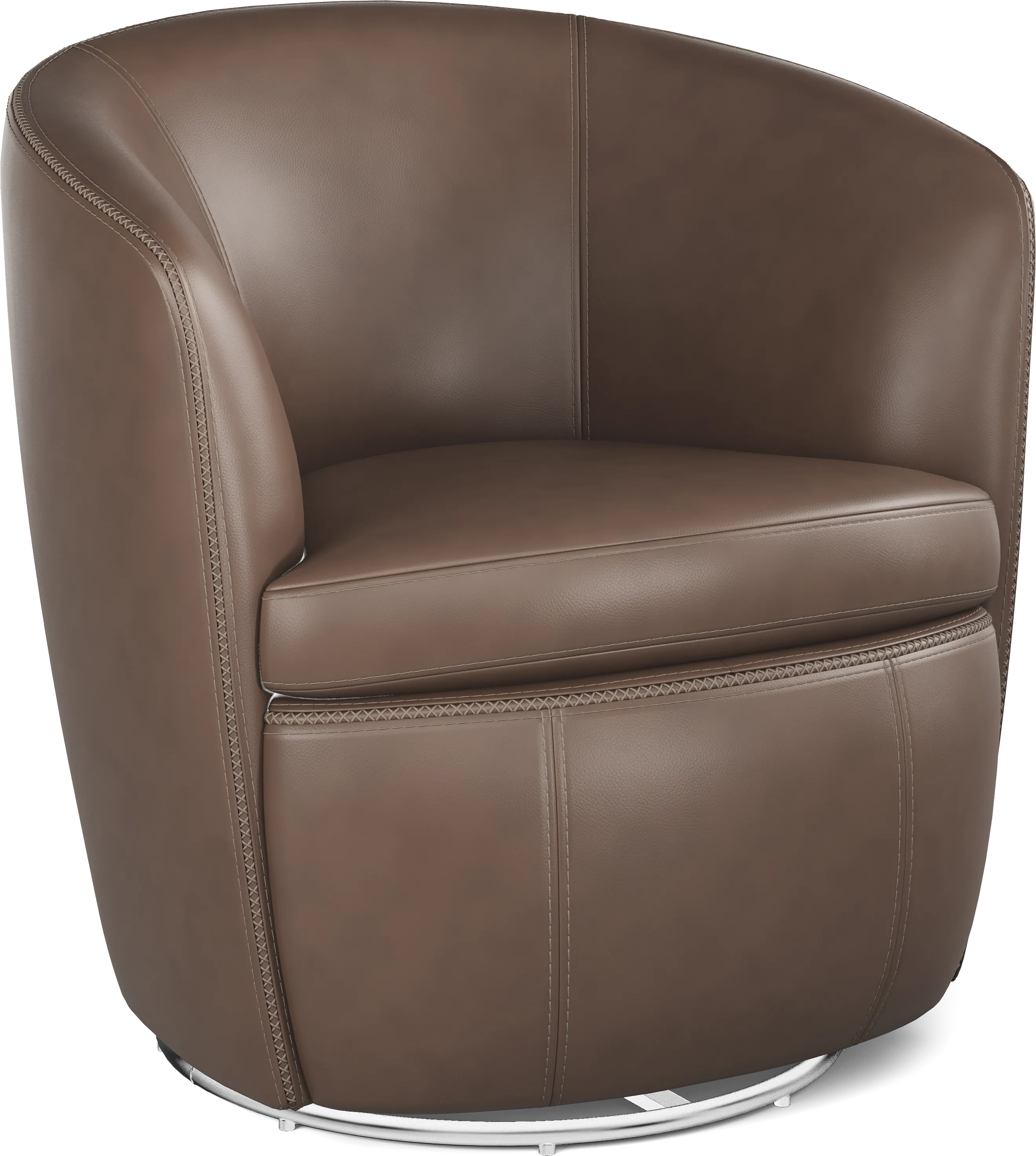 Damascus Brown Leather Swivel Chair - Thumbnail - Image 1