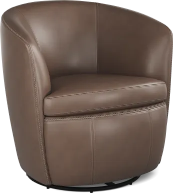 Damascus Brown Leather Swivel Chair