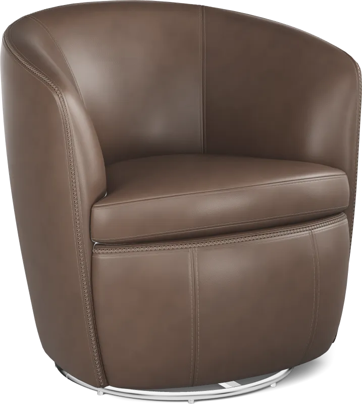 Damascus Brown Leather Swivel Chair