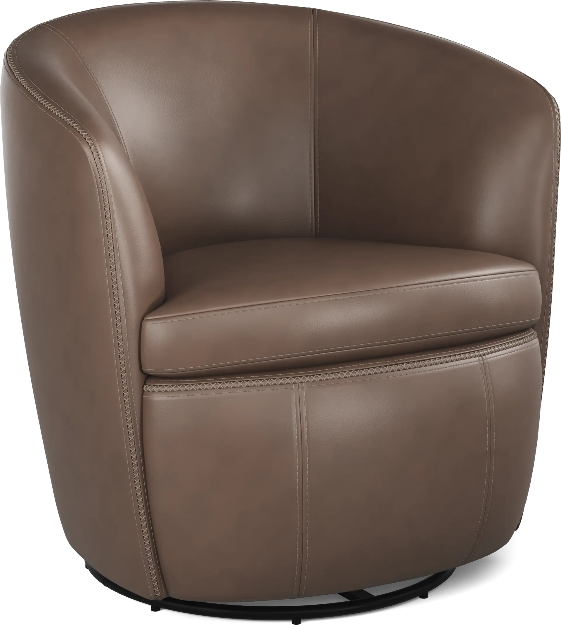 Damascus Brown Leather Swivel Chair