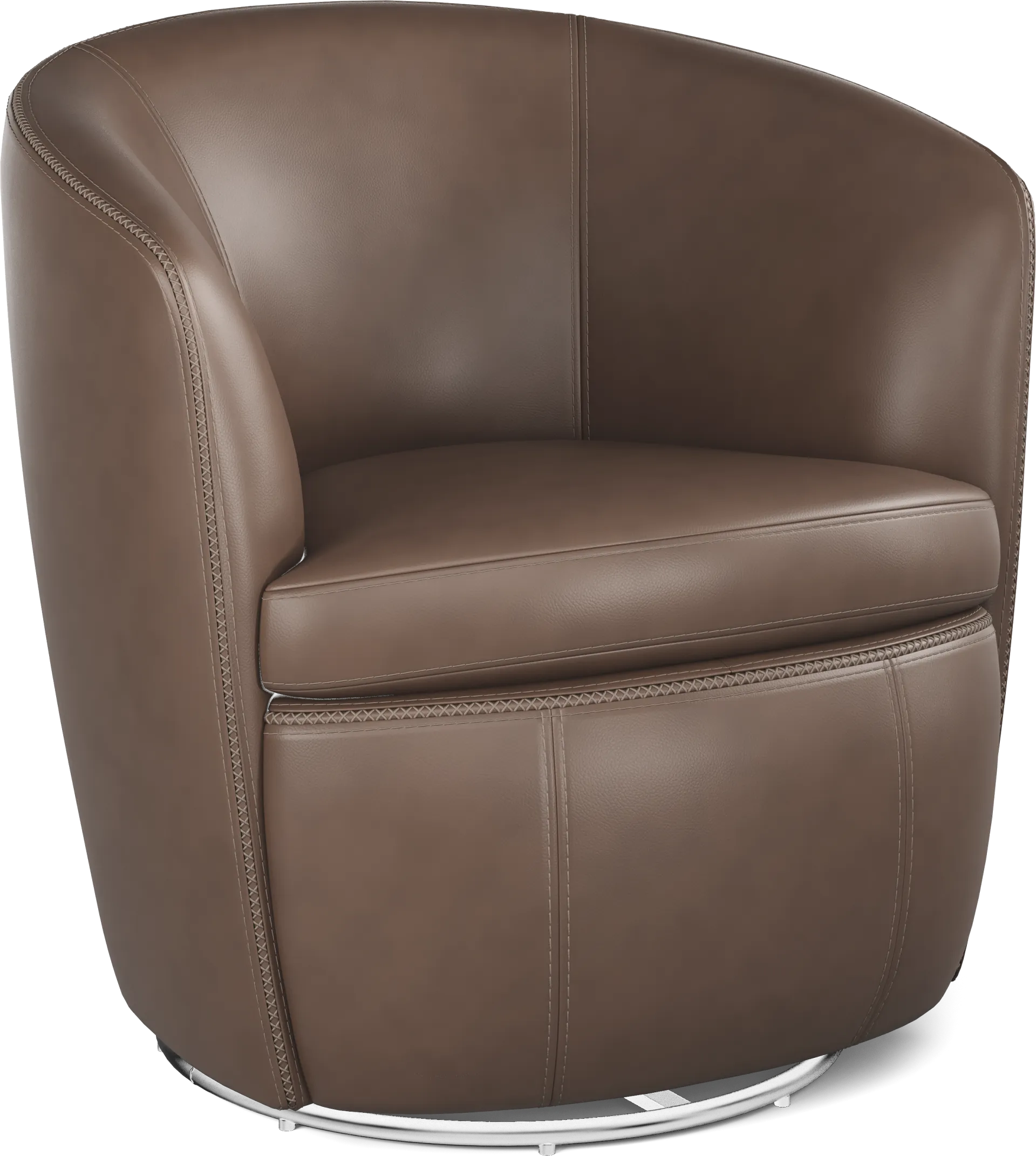Damascus Brown Leather Swivel Chair - Image 1