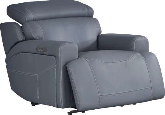 Alessio Navy Leather Dual Power Recliner
