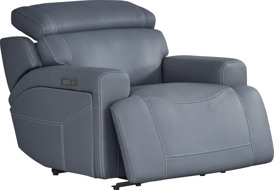 Alessio Navy Leather Dual Power Recliner