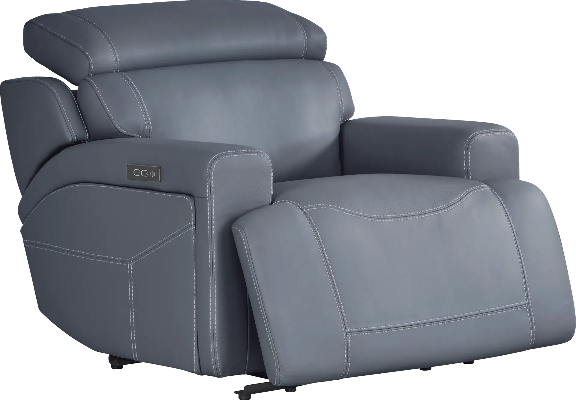 Alessio Navy Leather Dual Power Recliner