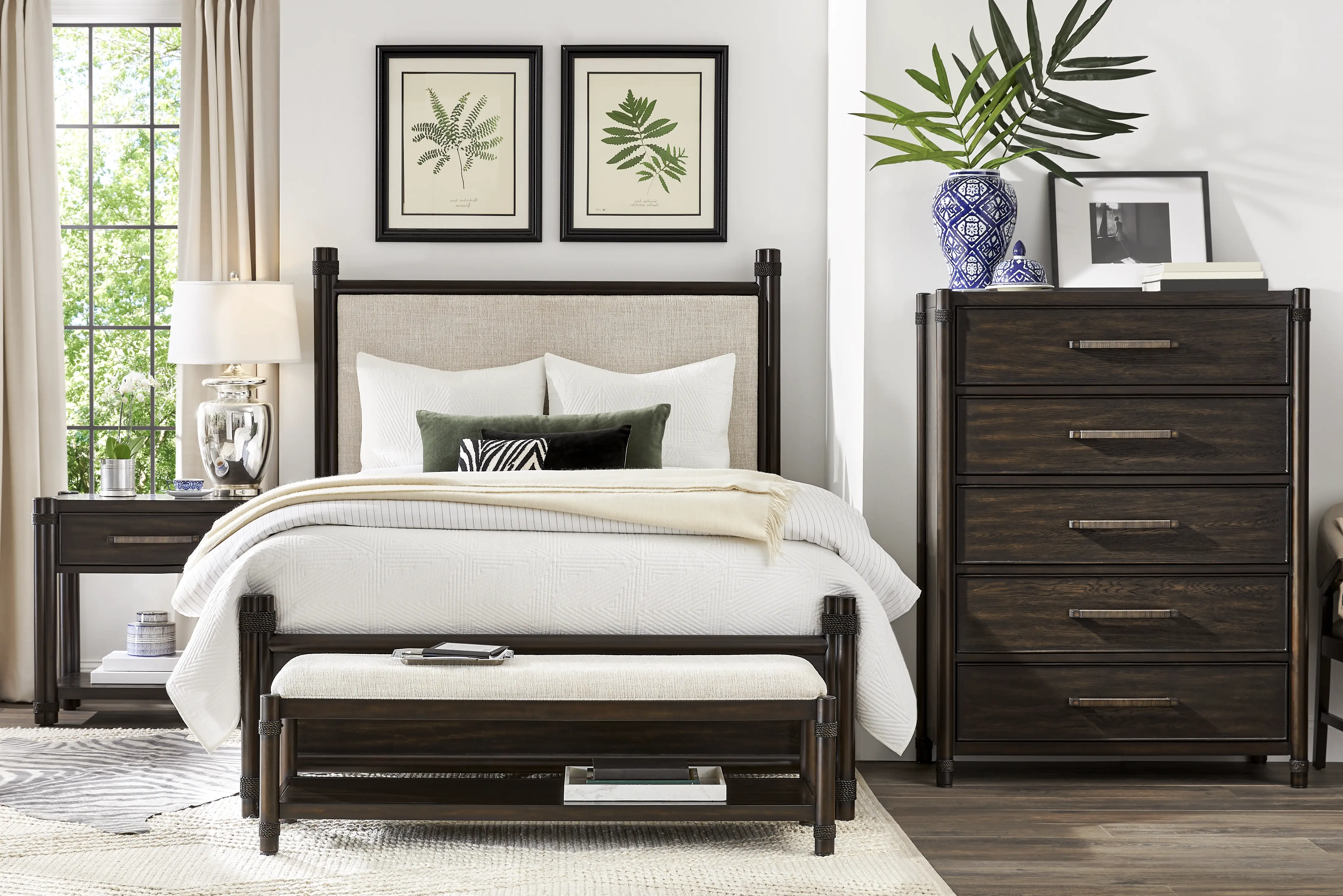 Vineyard Estates Brown 5 Pc Queen Upholstered Bedroom - Thumbnail - Image 1