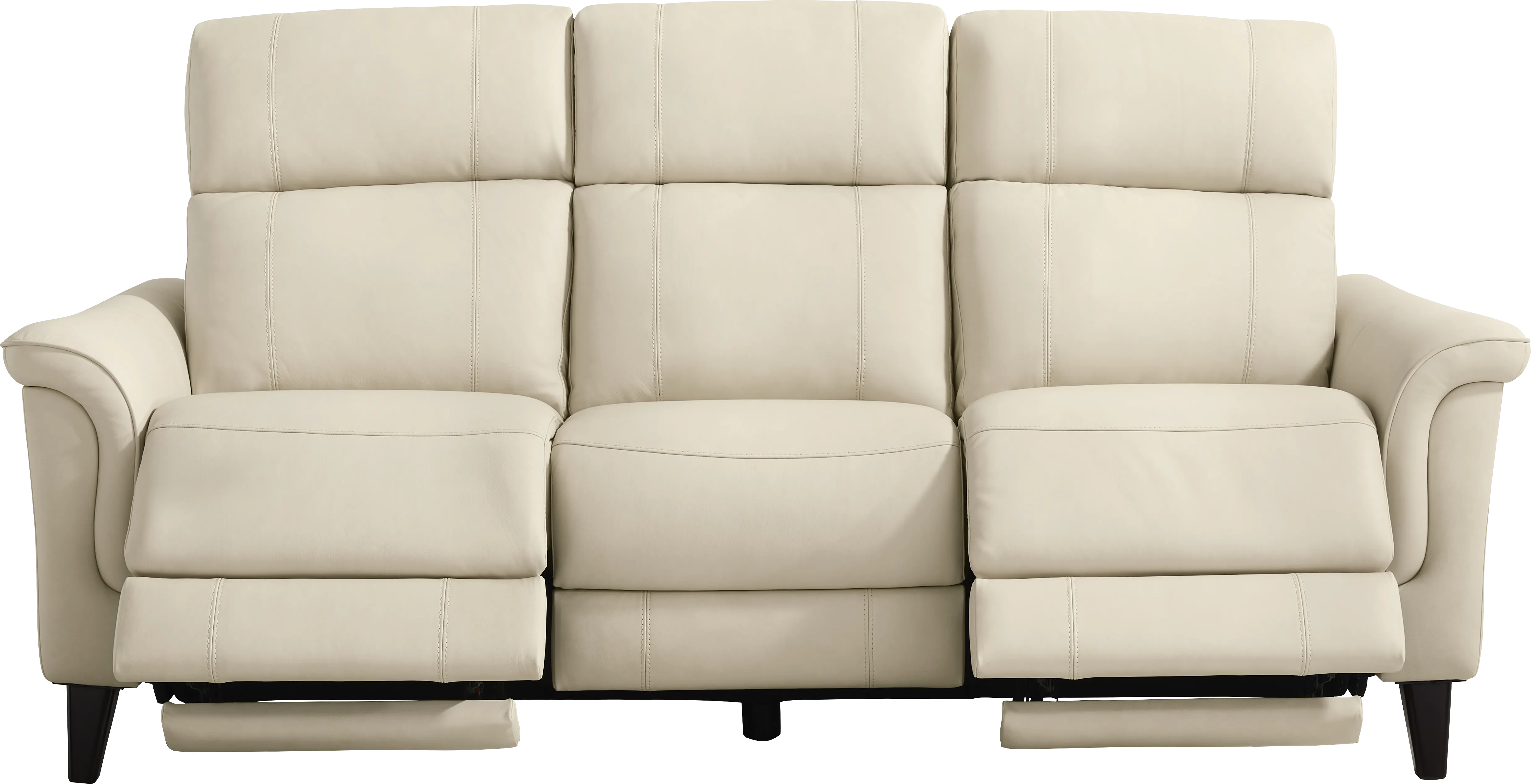 Cindy Crawford Antonella Beige Leather Stationary Loveseat | Rooms