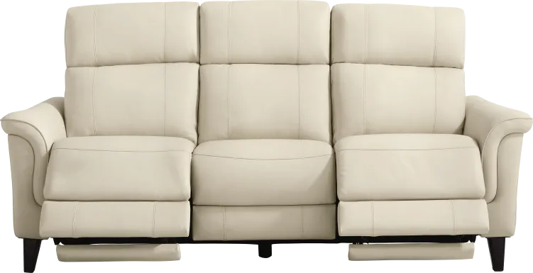 Antonella Beige Leather Dual Power Reclining Sofa