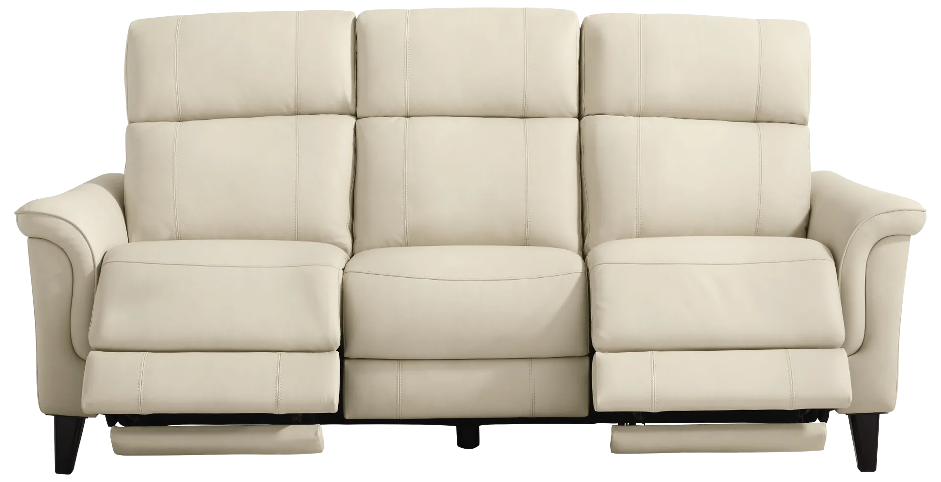 beige dual power reclining sofa