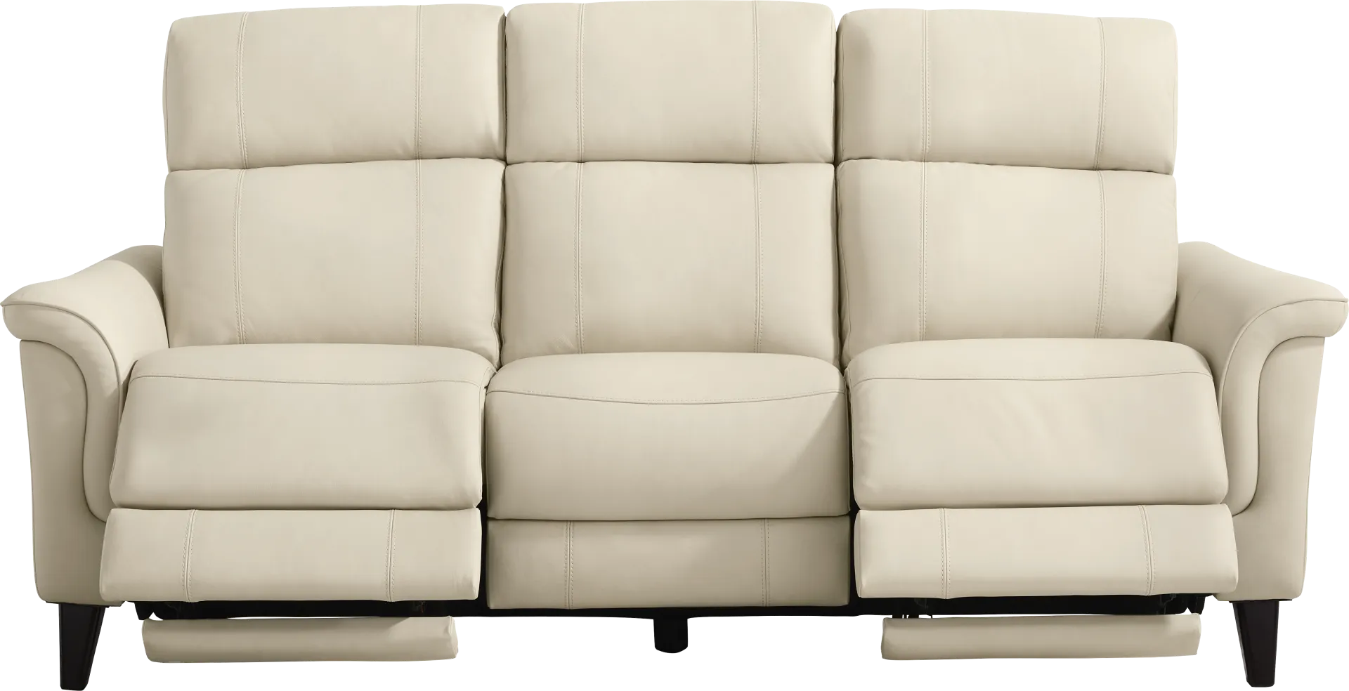 Antonella Beige Leather Dual Power Reclining Sofa - Image 1