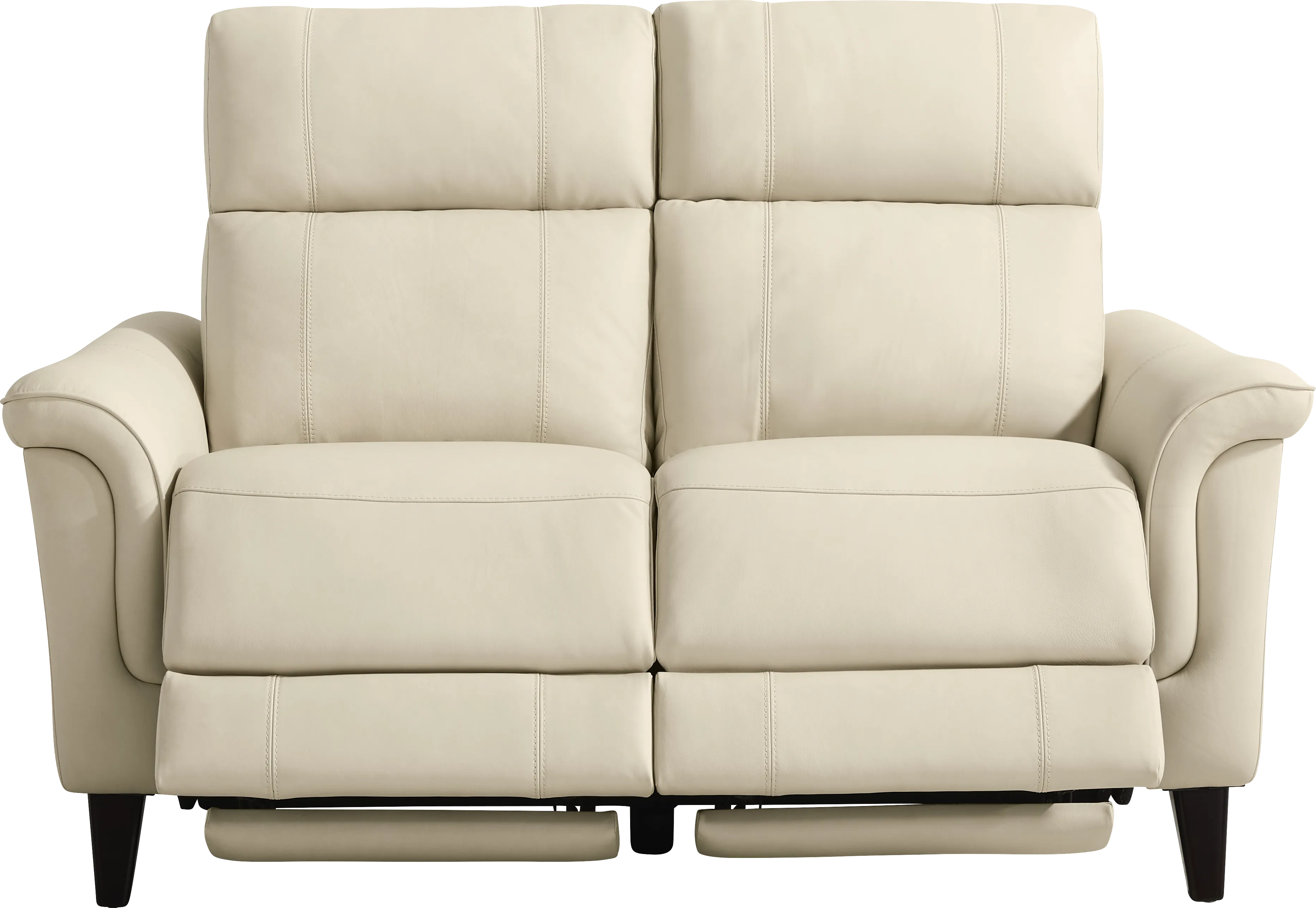 Antonella Beige Leather Dual Power Reclining Loveseat - Thumbnail - Image 1