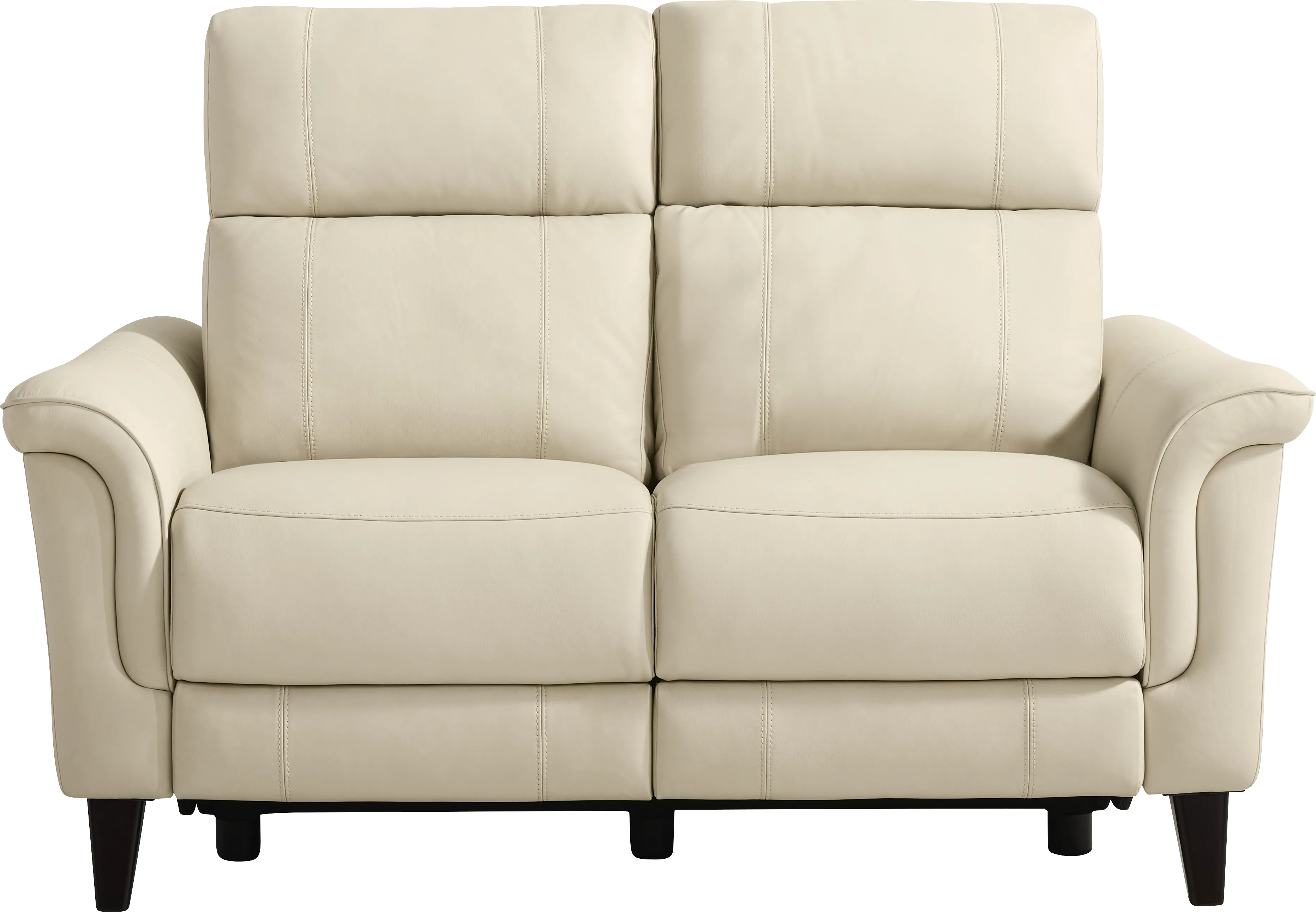 Antonella Beige Leather Loveseat - Thumbnail - Image 1