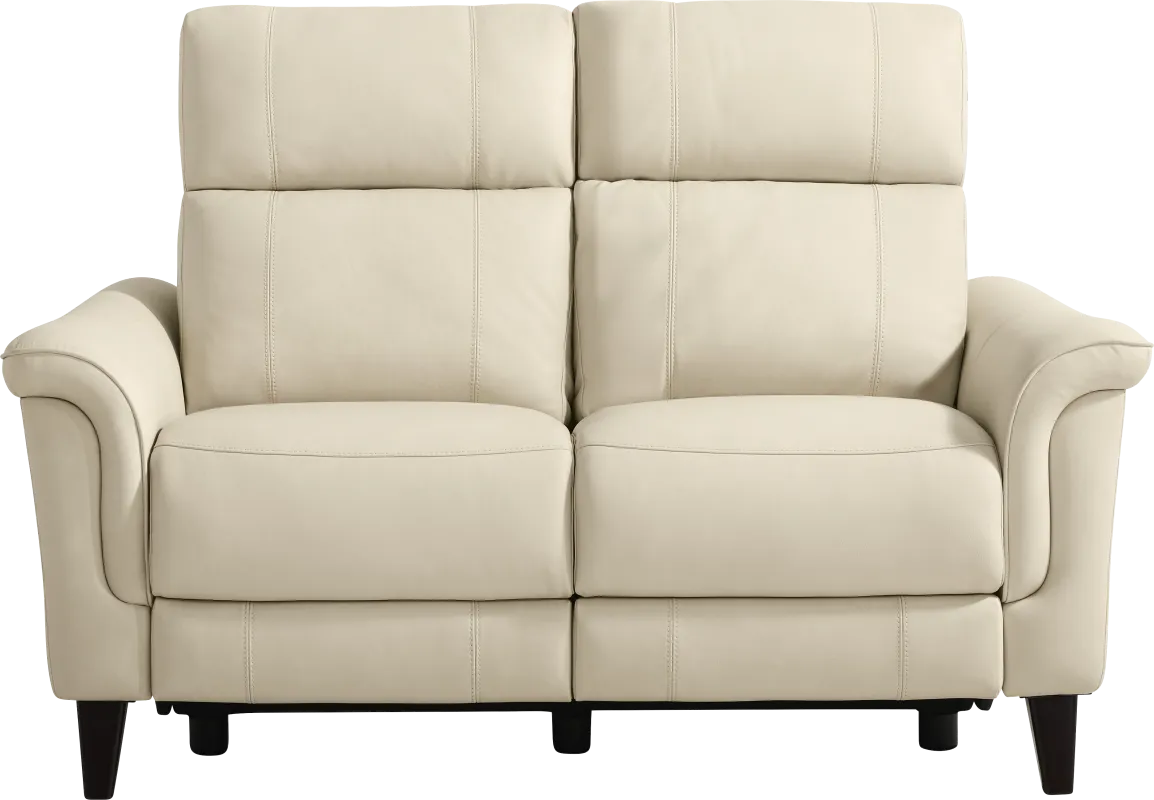 Antonella Beige Leather Loveseat