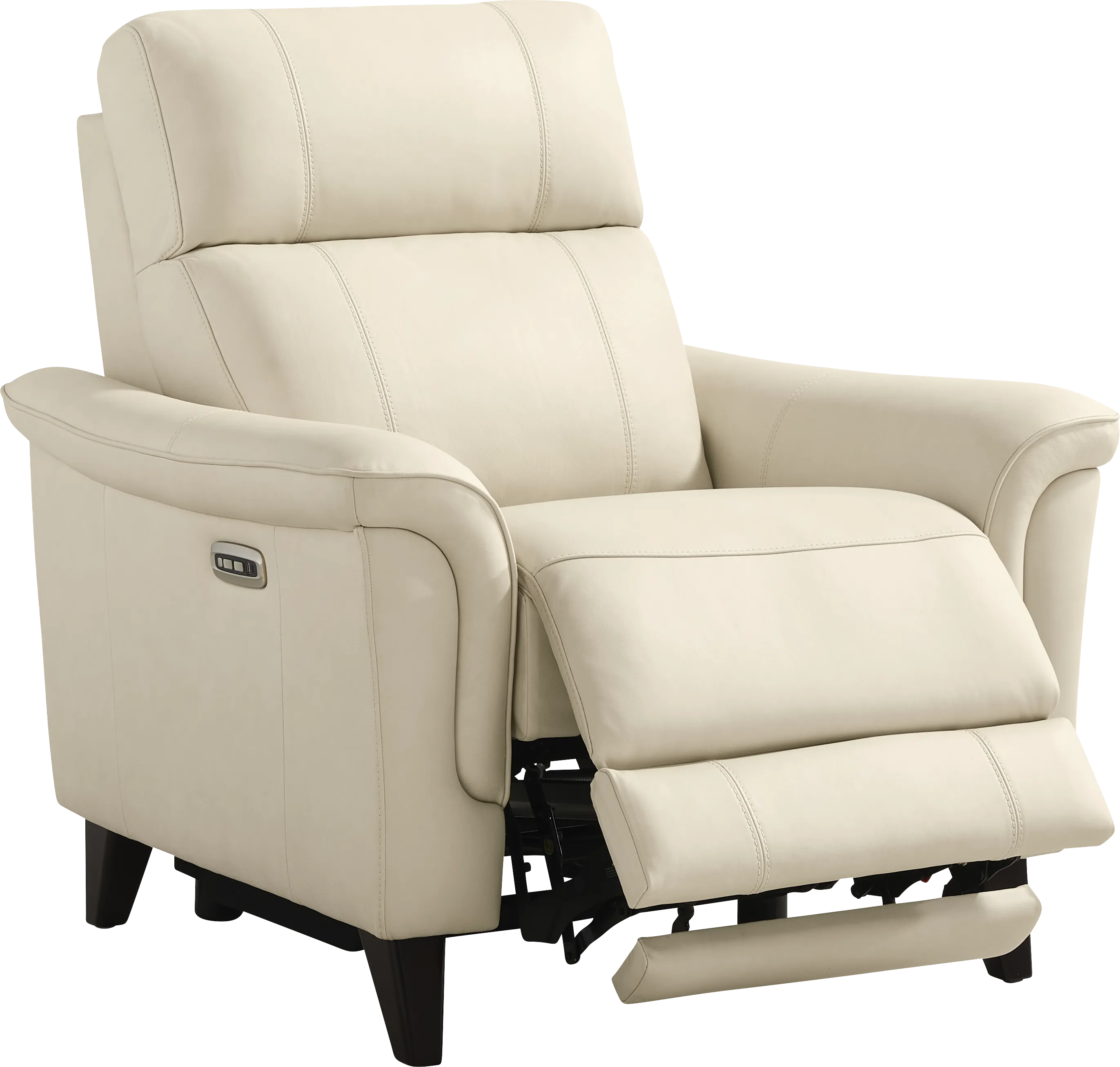 Antonella Beige Leather Dual Power Recliner - Thumbnail - Image 1