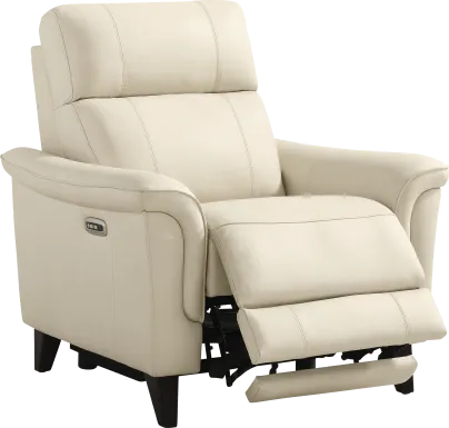 Antonella Beige Leather Dual Power Recliner