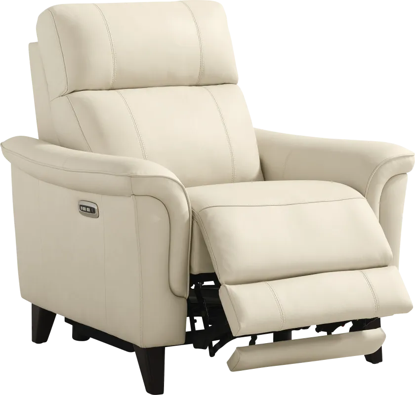 Antonella Beige Leather Dual Power Recliner