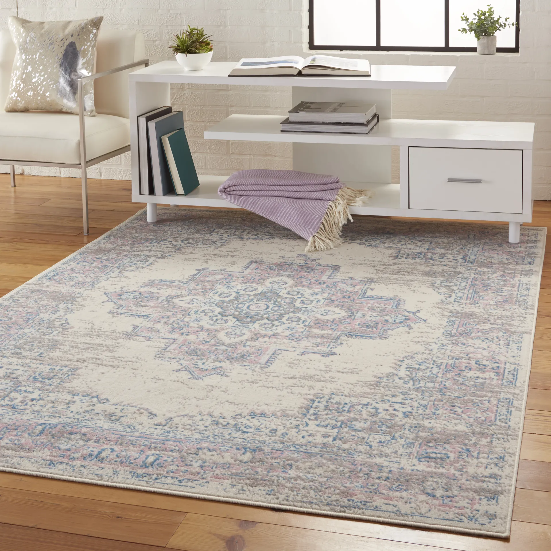 Kids Highmark Pink 5'3 x 7'3 Medallion Rug - Image 2