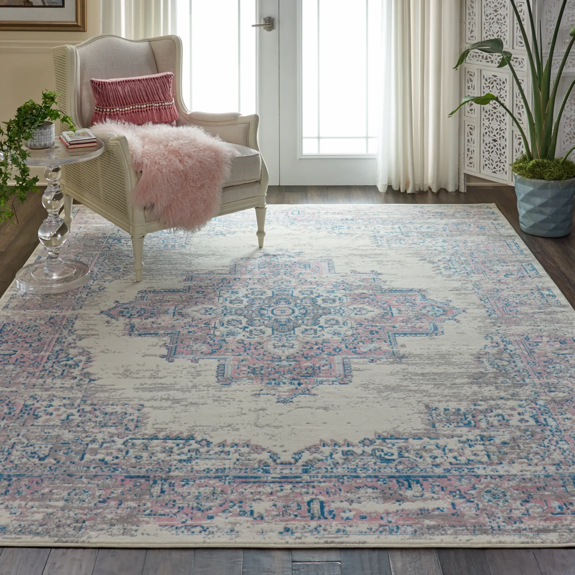 Kids Highmark Pink 7'10 x 9'10 Medallion Rug - Image 2