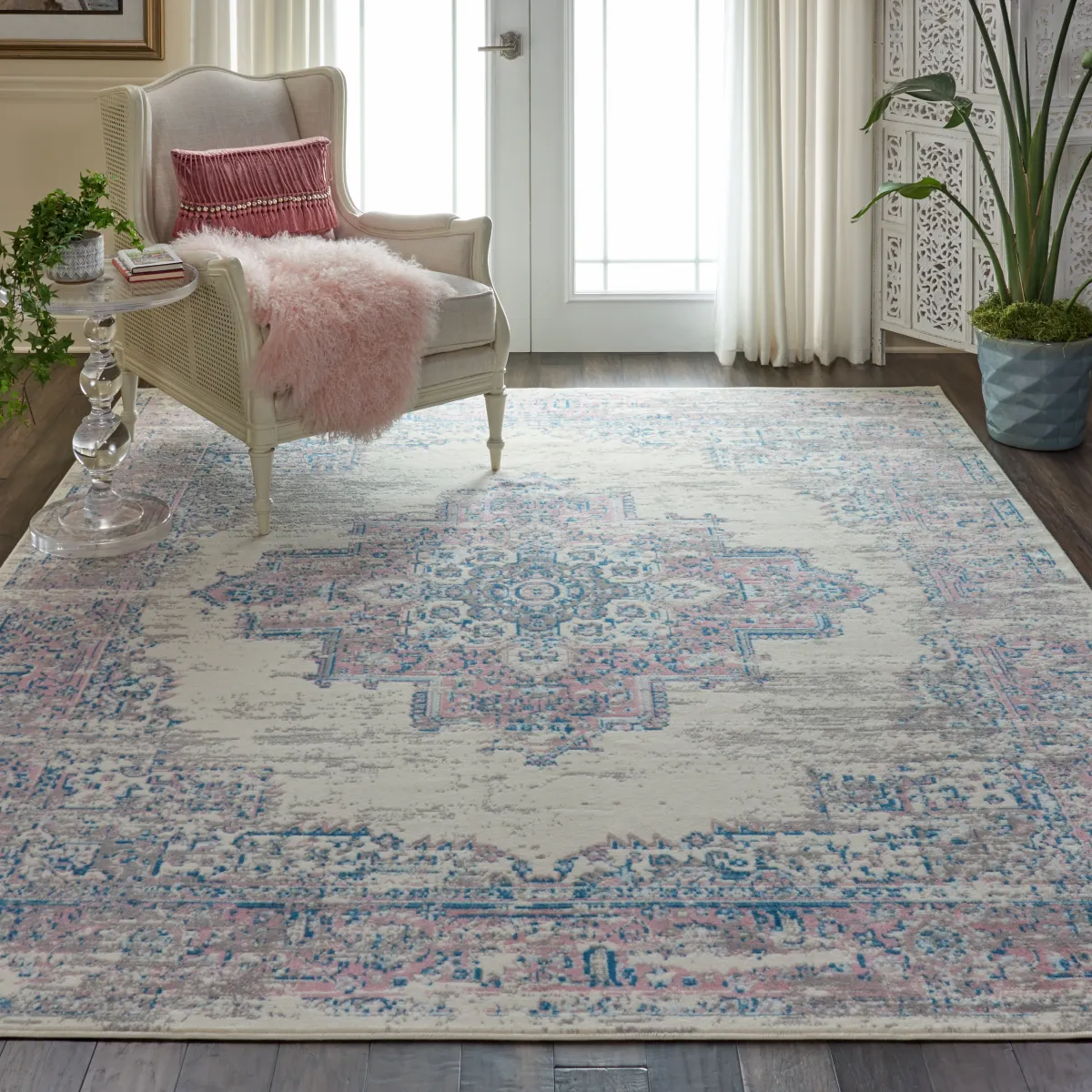 Royal Princess Decor Pink Colors Polypropylene Fabric Rug | Rooms to Go