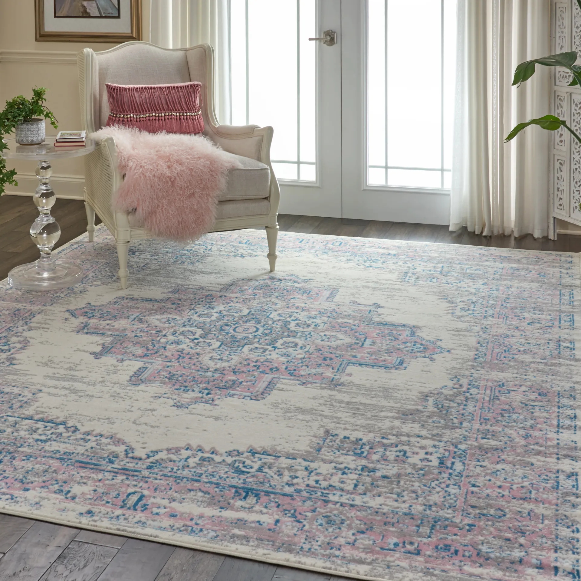 Kids Highmark Pink 7'10 x 9'10 Medallion Rug - Image 3