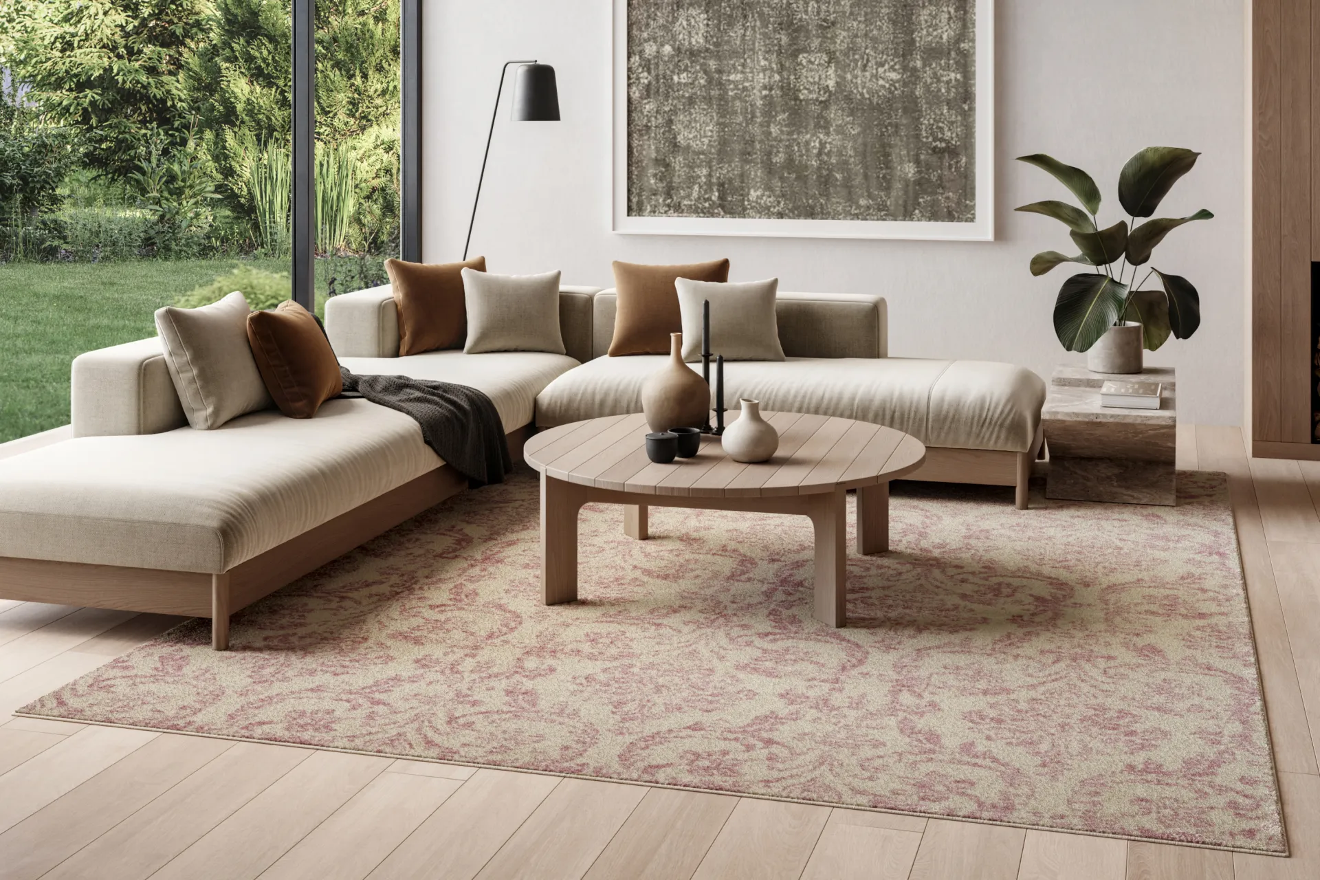 Kids Rosmere Pink 7'10 X 9'10 Damask Rug - Image 8