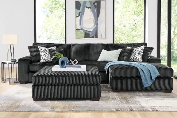 Lexford Park Black 3 Pc Sectional