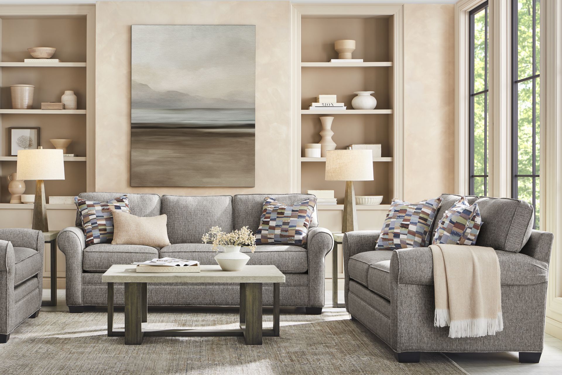 Bellingham Gray Textured Loveseat - Image 2