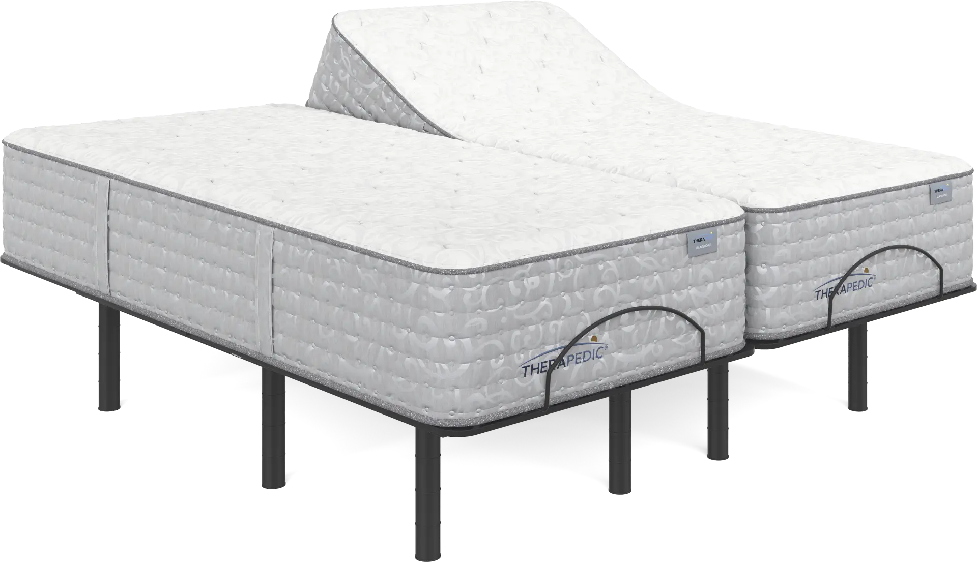 Therapedic Glassboro Split King Mattress with Head Up Only Base