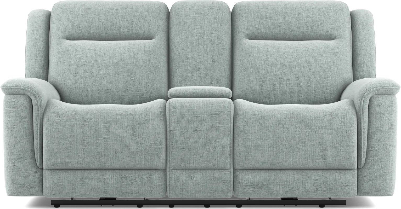 Meadow Park Seafoam Dual Power Reclining Console Loveseat
