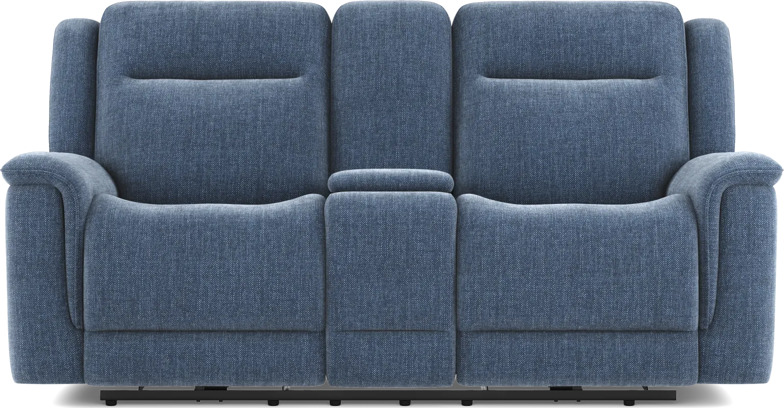Meadow Park Cobalt Dual Power Reclining Console Loveseat