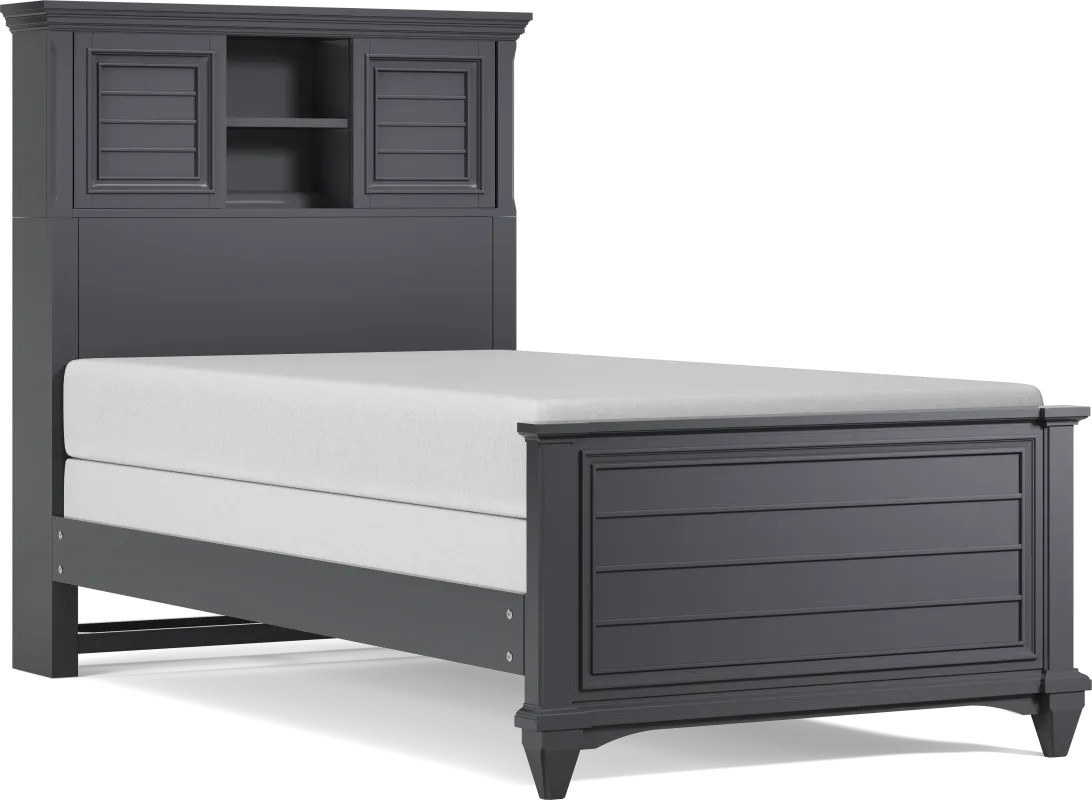 Hilton Head Kids Graphite Twin Bookcase Bed