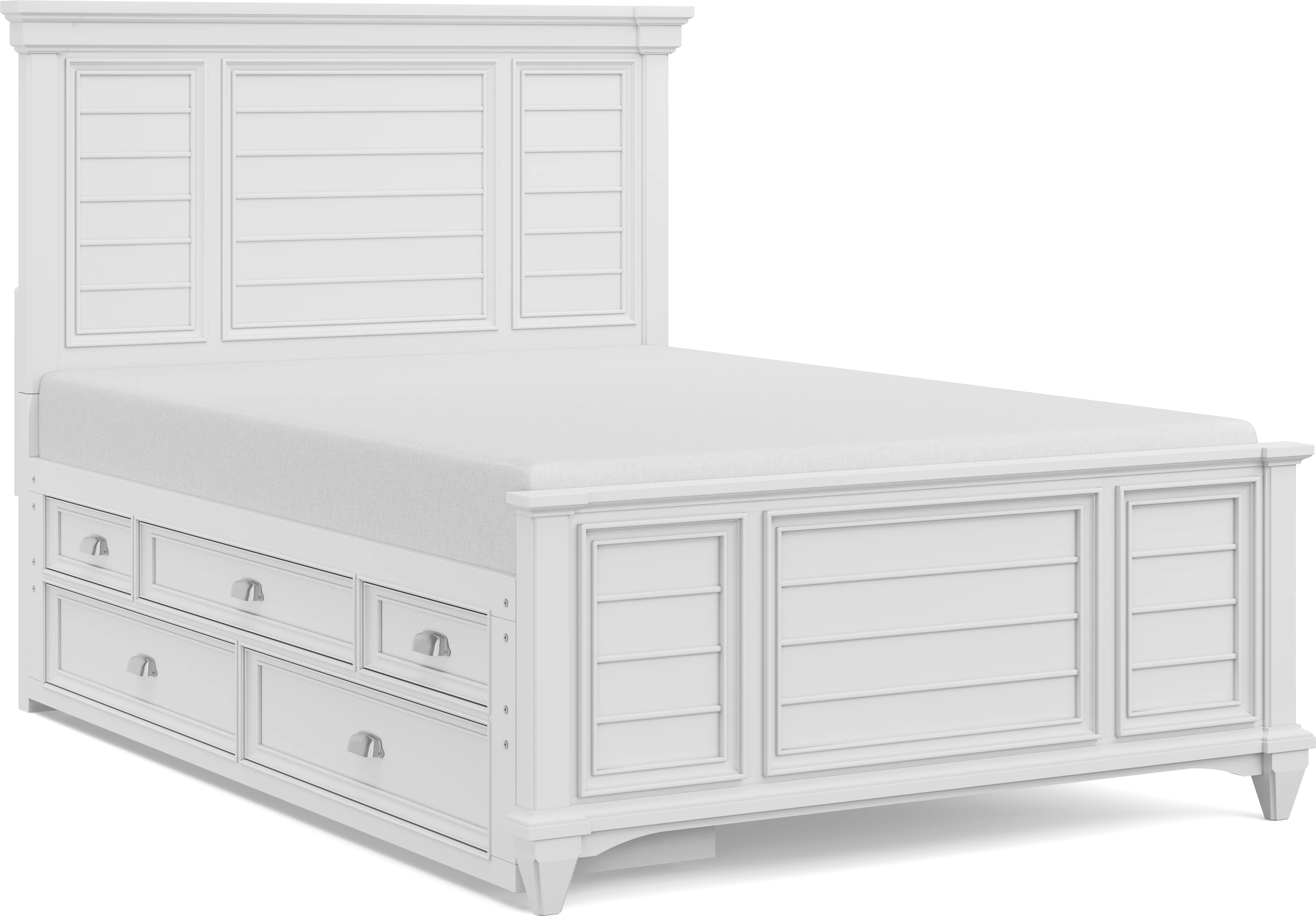 Hilton Head Kids White Full Panel Bed with Storage Side Rail - Thumbnail - Image 1