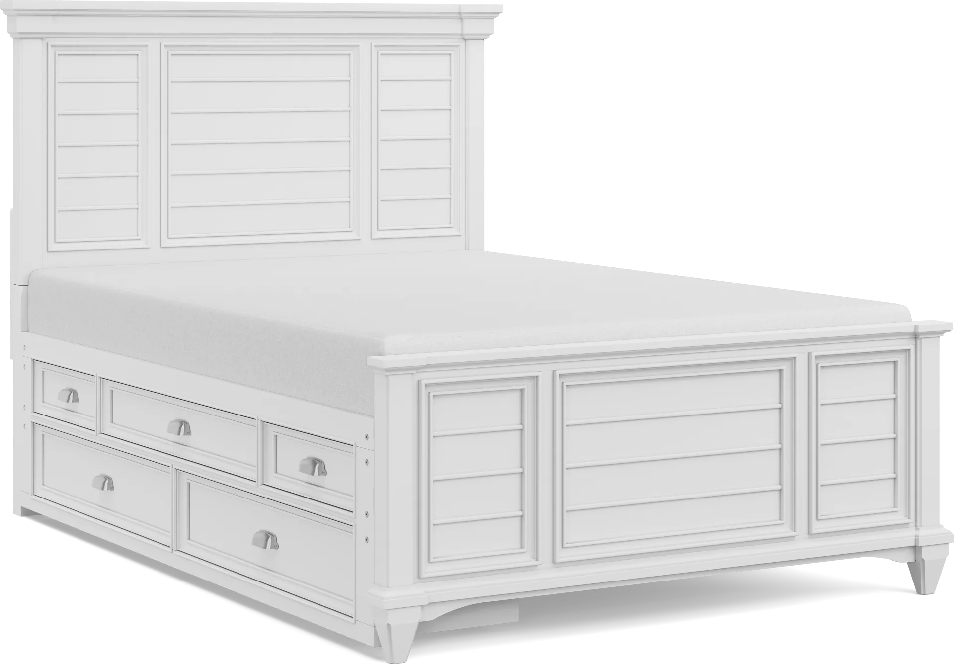 Hilton Head Kids White Full Panel Bed with Storage Side Rail - Image 2